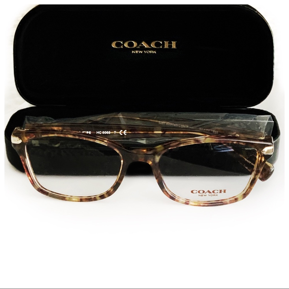 🆕 2pc Set Brown COACH Confetti 51mm Frames + Black Leather Case NWT - Picture 1 of 16